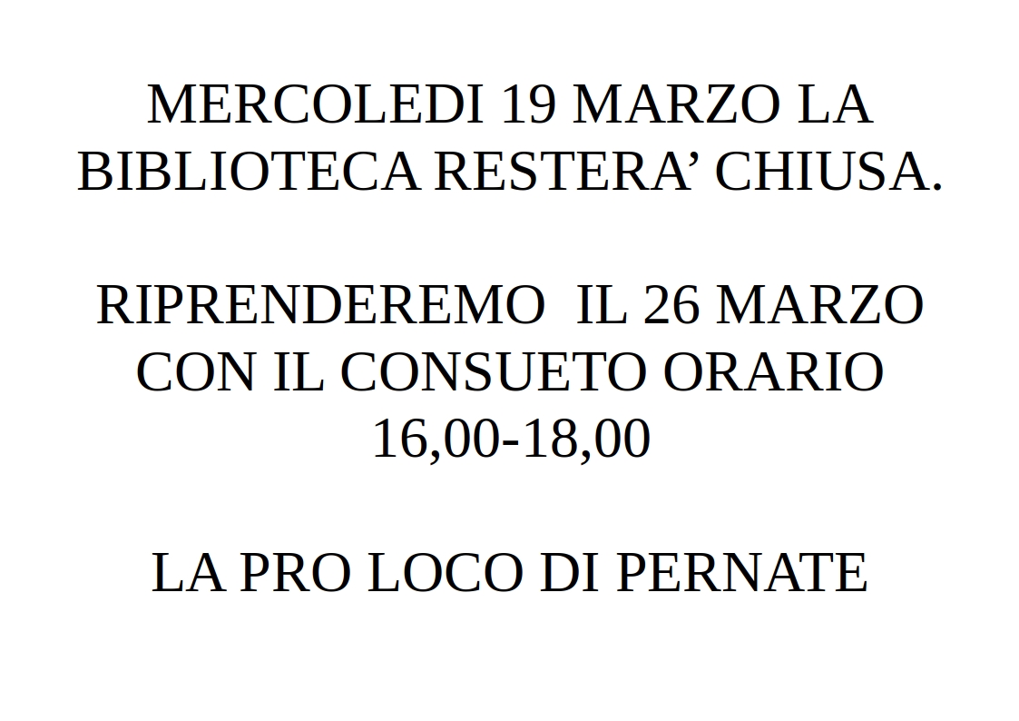 CHIUSURA 19 MARZO 2025 BIBLIOTECA