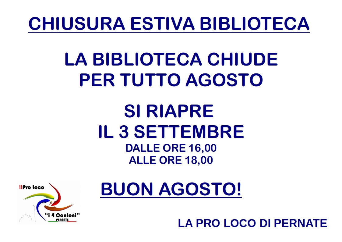 CHIUSURA AGOSTO 2025